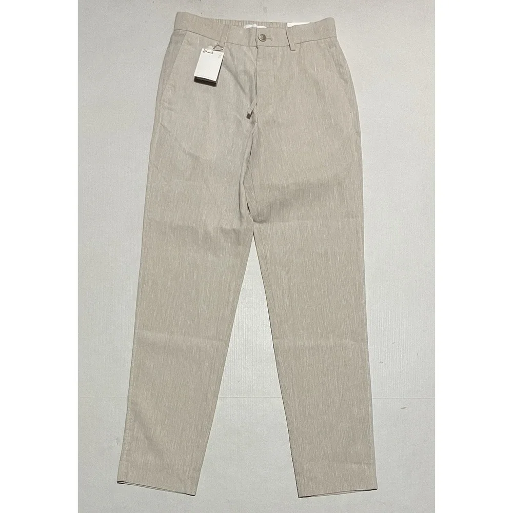 NEW Porter & Ash Pants Mens 29 X‎ 30 Linen Blend Chino Beige Washable Straight